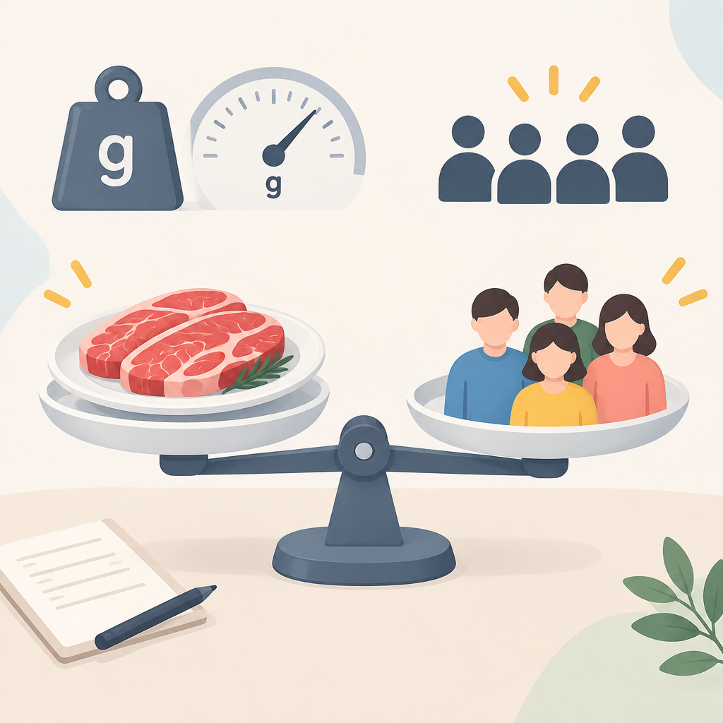 AI 생성 설명 이미지 1: 안산일동고기집 메뉴의 g, 인원수와 비교할 때 읽는 법