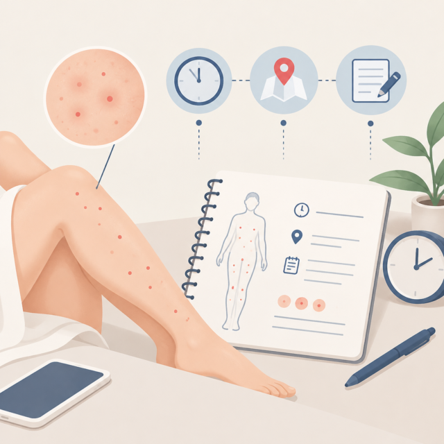 AI 생성 설명 이미지: 파주 브라질리언왁싱 도도라인왁싱 파주운정본점 | 붉은 점과 접촉성 피부염, 관찰 정보를 구분하는 법